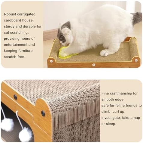 Cat Scratcher Cardboard House, 2-Tier Kitty Scratching Pad Lounger Bed - Image 5
