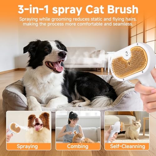 Pet Steam Brush for Dog & Cat – shower bath brush – Steam for Shedding & - Image 4