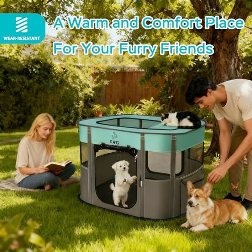 XRG Foldable Pet Playpen, Indoor Cat cage Puppy Crates L - Image 4
