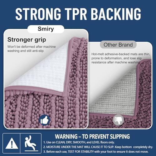 Smiry Bathroom Rugs 24X16, Extra Soft Rubber Backing Chenille Bath Mats - Image 3
