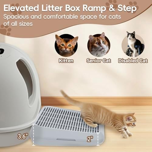 Elevated Litter Box Ramp/Steps for Kittens & Old Cats, Washable Litter Catcher - Image 3