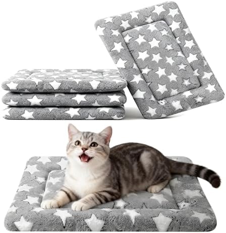 Dog Crate Mat, 4 Piece Reversible Pet Bed, Machine Washable, Small Dogs & Cats by FogkissComfyPawsHome