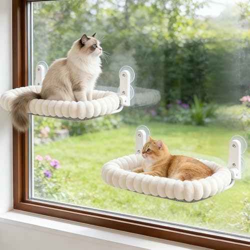 Zoratoo 2PC Cloud-Cuddle Cat Window Perch, Foldable Cat Hammock, M White by Zoratoo