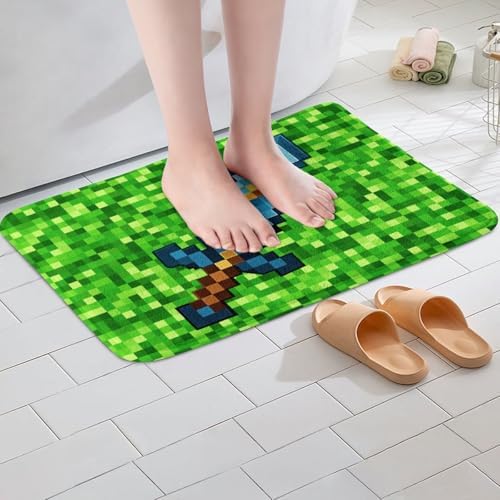 Manfei Pixel Sword Bath Mat, Pixelated Sword Design Kids Mats Rugs, Girls Boys - Image 4