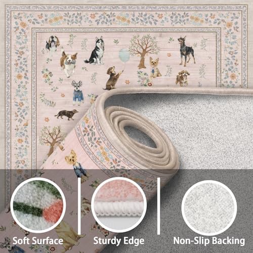Pink Floral Hallway Runner Rug 2x10 - Image 6