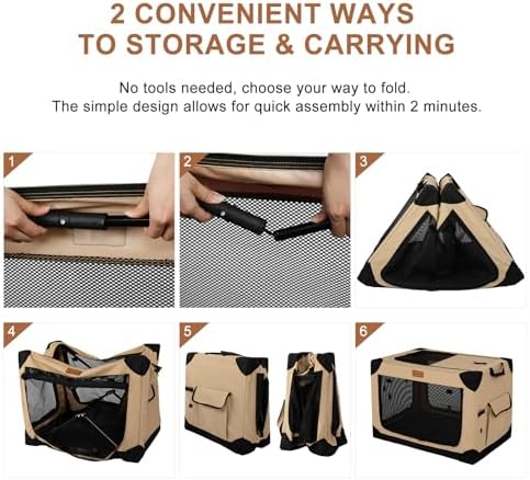 Garnpet Soft Dog Crate for Large Dogs, 4-Door Foldable Collapsible Dog Crate - Image 3