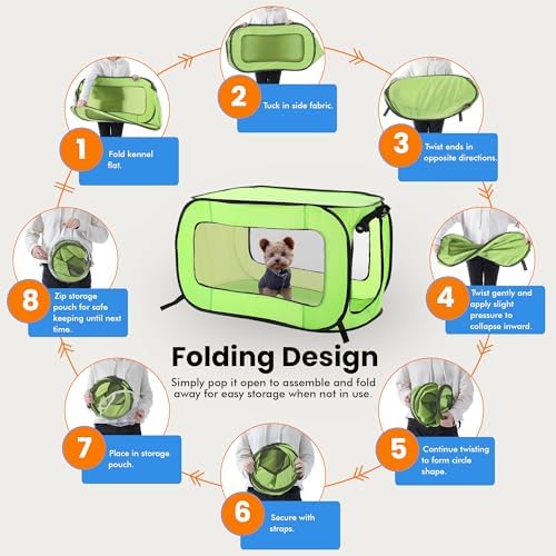 Portable Collapsible Pop Up Kennel, 32.5" L x 19.5" W x 19.5" H - Image 5