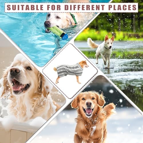 Fast Drying Dog Bathrobe, Super Absorbent Stripes Dogs Towel, Adjustable Warm - Image 6