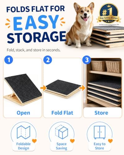 6 Pack Upgraded Dog Ramps for Stairs, Adjustable Portable Pet Steps - Image 7