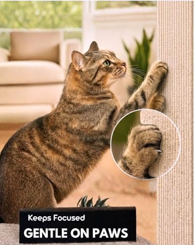 Corner & Wall Cat Scratch Mat, Self-Adhesive Trimmable Cat Scratcher, Wall - Image 2