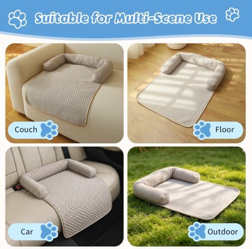 Cooling Pet Bed Mats with Neck & Head Support, 31.5 x 23.62 inch Khaki - Image 6