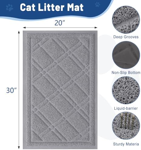 Smiry Cat Litter Box Mat 30x20, Non-Slip Water Resistant Litter Trapping Mat - Image 3