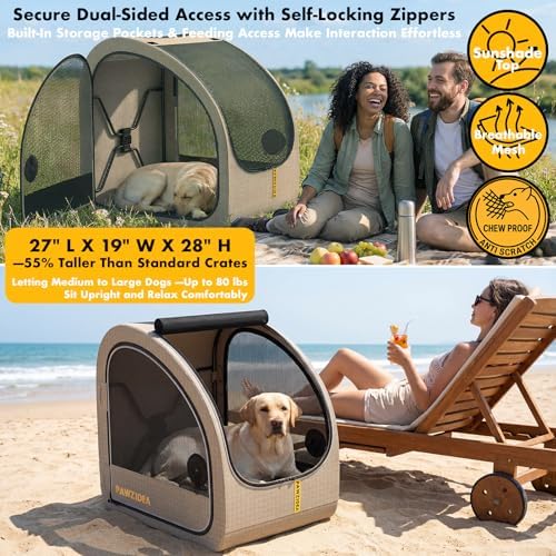 PAWZIDEA Portable Dog Crate for Car Travel, Medium & Large Dogs Up to 80lbs - Image 6