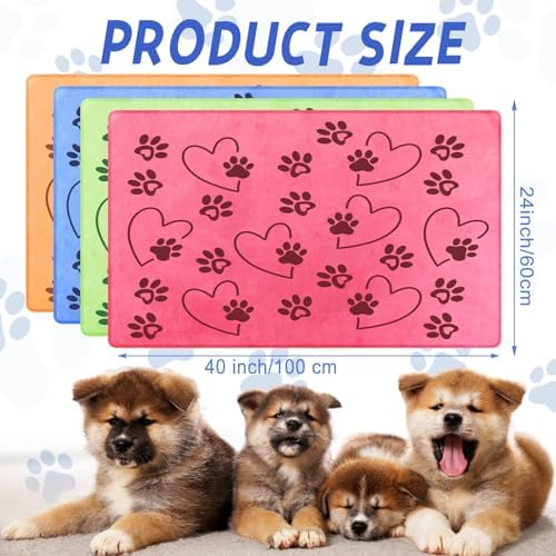 Fanfanwin 4 Pcs Dog Bath Towels Microfiber Drying Dog Towel Absorbent Pet Heart - Image 2