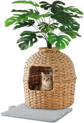 SETVSON Cat Litter Box Enclosure Plant, PE Rattan Kitty House by SETVSON