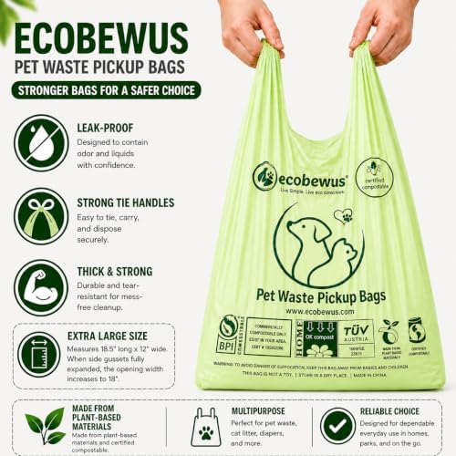 Certified Compostable XL Pet Waste Bag Plant-Based Cat Litter Bags Cornstarch - Image 2