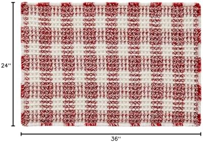 TYUU Christmas Bathroom Rugs, Cute Waffle Bath Mat, 36x24 Red & White - Image 2