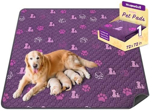 WanpeeGoo Washable Pee Pads for Dogs, Waterproof, 72 x 72 in, 1 Pack by WanpeeGoo