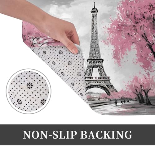 Paris Eiffel Tower Bath Mat 24x16 Inch Non-Slip Soft Microfiber Bathroom Rugs - Image 4