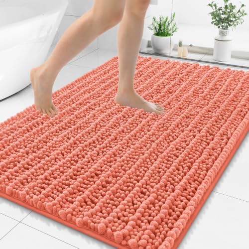 Smiry Bathroom Rugs 48X32, Extra Soft Rubber Backing Chenille Bath Mats by Smiry