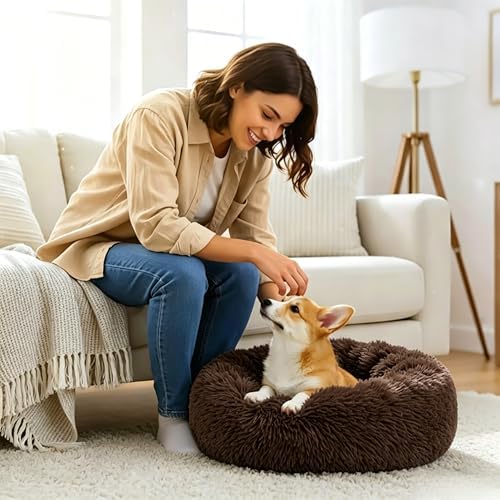 Calming Donut Dog and Cat Bed for Indoor Cats, Anti-Anxiety Round Fluffy Soft - Image 6