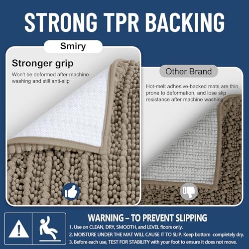 Smiry Bathroom Rugs 47X24, Extra Soft Rubber Backing Chenille Bath Mats - Image 3