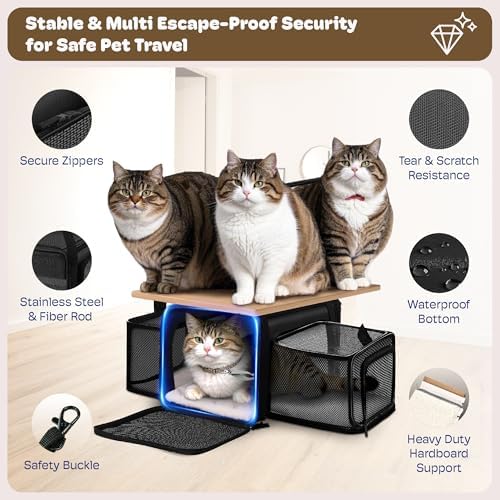 Top and 2 Sides Expandable Cat Carrier 18x11x11 TSA Airline Approved - Image 5