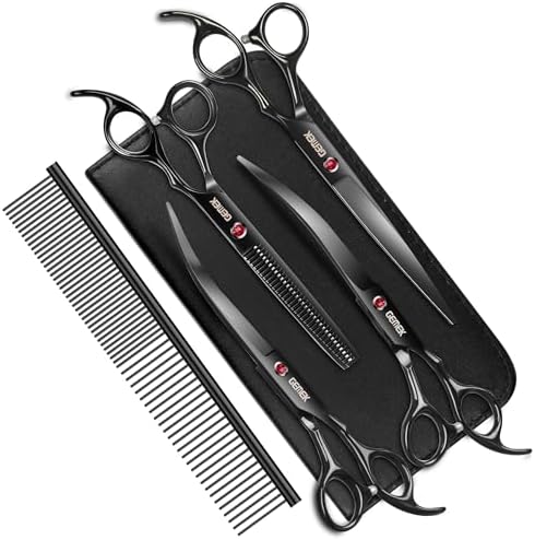 7.0in Titanium Dog Grooming Scissors Set by GEMEK