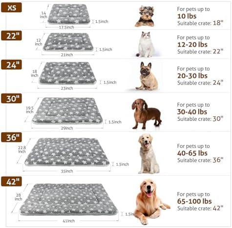 Mora Pets Dog Crate Pad Bed Ultra Soft Pet Mat Star Print Grey 41 x 29 Inch - Image 6