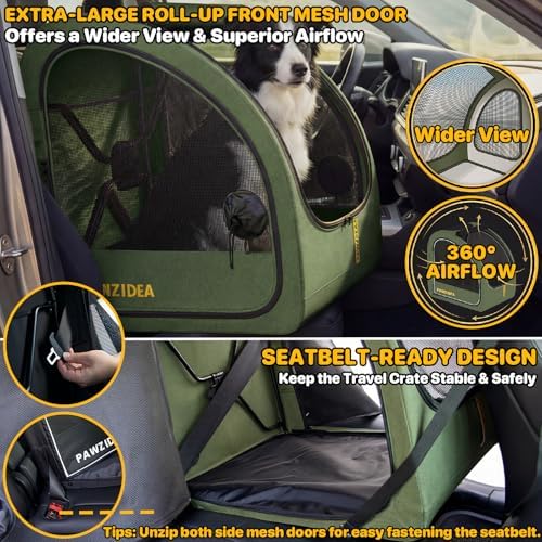 PAWZIDEA Portable Dog Crate for Car Travel, Medium & Large Dogs Up to 80lbs - Image 5