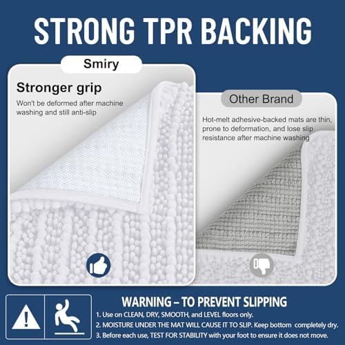 Smiry Bathroom Rugs 47X24, Extra Soft Rubber Backing Chenille Bath Mats - Image 3