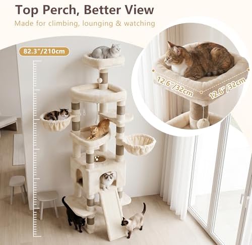 Heybly Cat Tree, 82.7″ Extra Tall Cat Tower - Image 2