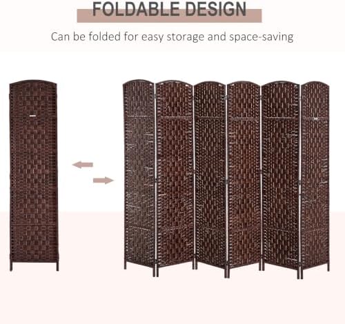 HOMCOM Room Divider 6-Panel, 6FT-Tall Folding Privacy Screen - Image 3