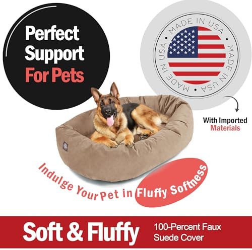 Majestic Pet 52 Inch Suede Calming Dog Bed Washable – Cozy Soft Round Dog Bed - Image 2