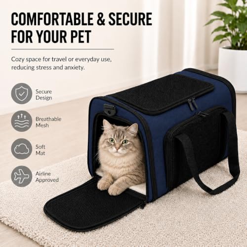 Pet Carrier for Cats and SmallDogs Upto15lb, Royal Blue - Image 2