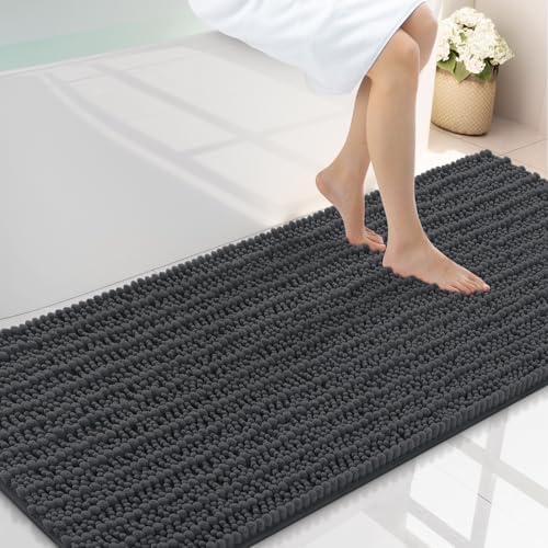 Smiry Bathroom Rugs 59X20, Extra Soft Rubber Backing Chenille Bath Mats by Smiry