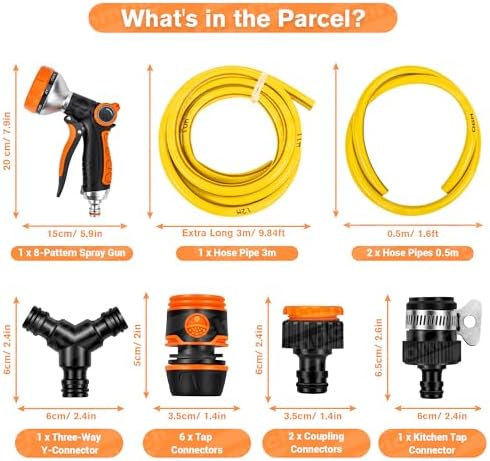 14pc Outdoor Dog Shower Hose Kit, 9.84Ft Garden Hose & 8 Modes Nozzle - Image 2