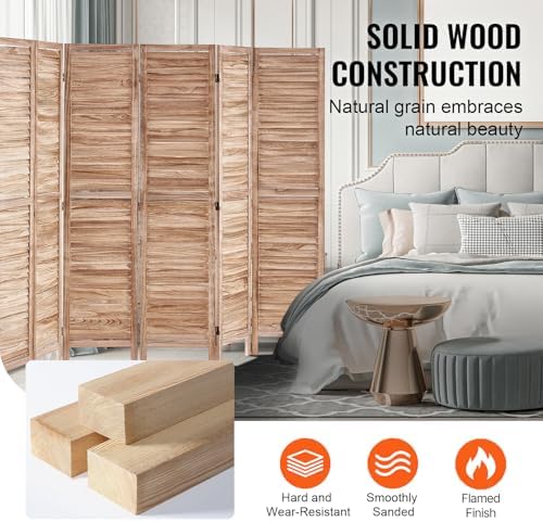 VEVOR Wood Room Divider, 8 Panel Wood Folding Privacy Screen, 66.9 Inches Tall - Image 5