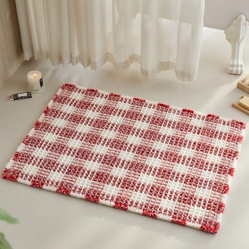TYUU Christmas Bathroom Rugs, Cute Waffle Bath Mat, 36x24 Red & White by TYUU