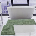 Luxury Chenille Sage Green Bathroom Rugs Sets 2 Piece, Thickened Hot Melt by HVERONNEX