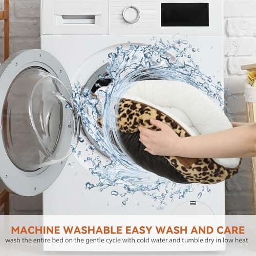 Zerbuger 23in Leopard Round Dog Bed Sofa - Image 6