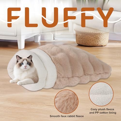 3 in 1 Semi-Enclosed Self Warming Burrow Cat Bed Sleeping Cave - Image 4