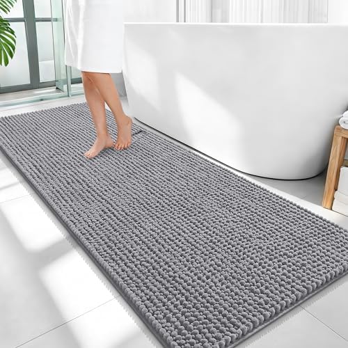 OLANLY Thick Chenille Bathroom Runner Rugs 59x24, Absorbent Bath Mat by OLANLY