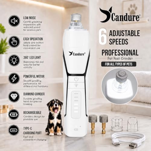 Candure Whisper Quiet Dog Nail Grinder - Image 2