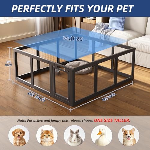 Clear Acrylic Dog Playpen Indoor Pet Pen, 12 Panels - Image 5