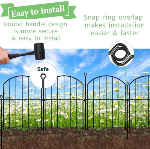 Decorative Garden Fence 17inx13in, 26 Pack Rustproof Metal No Dig Fence Animal - Image 3
