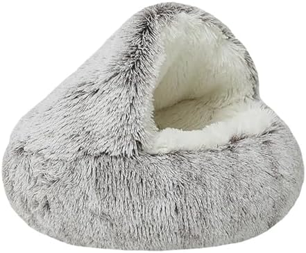 Dog Cave Bed for Small Dogs Cats Pets, Anti Anxiety Calming Plush Dog Beds by NTUQCAW