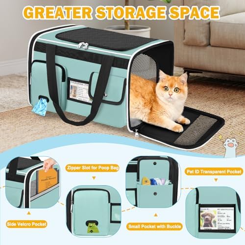 HUANLANG Large Cat Carrier Travel Soft Sided Pet Carrier Airline Approved - Image 3