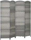 HOMCOM 4 Panel Room Divider 6 Ft Privacy Screen Hand-Woven Mixed Gray by HOMCOM