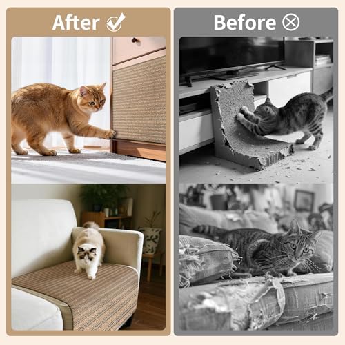Natural Cork Cat Scratcher Mat, Self-Stick & Trimmable Furniture Protector - Image 4